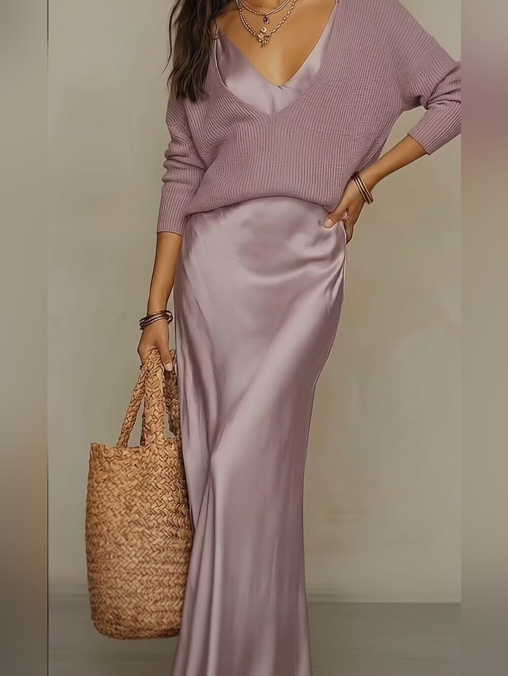 Women's Lilac Maxi Skirt and Sweater